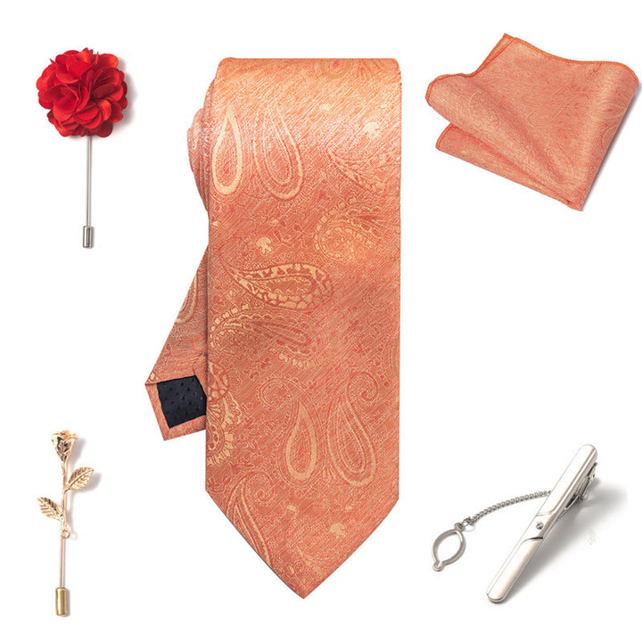 Set da 5 pezzi di cravatta elegante con spilla e fazzoletto da taschino da uomo - image 19