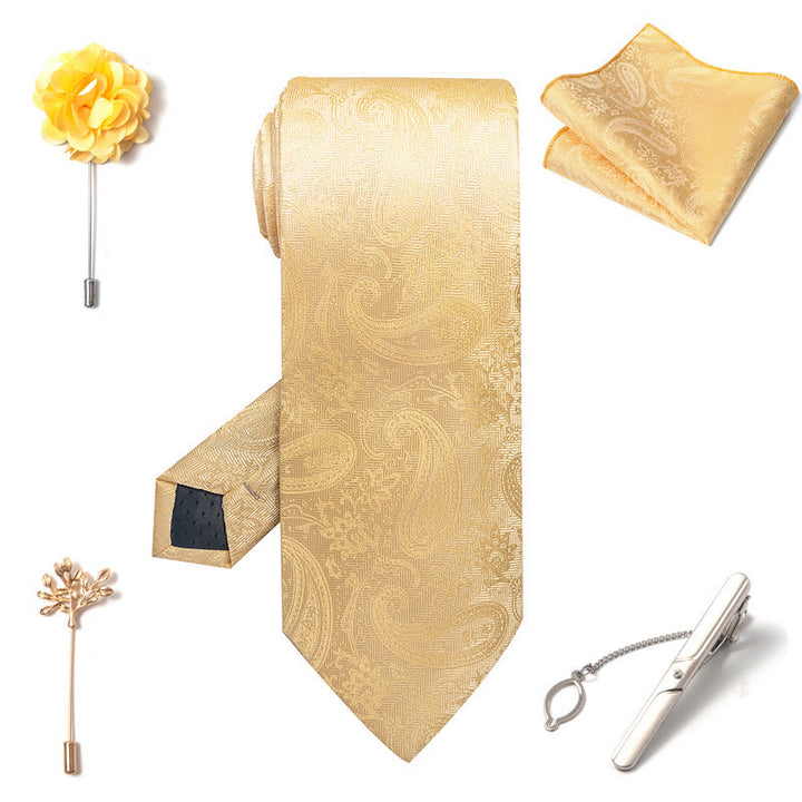 Set da 5 pezzi di cravatta elegante con spilla e fazzoletto da taschino da uomo - image 11