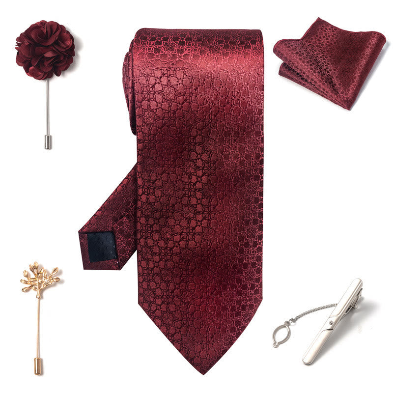 Set da 5 pezzi di cravatta elegante con spilla e fazzoletto da taschino da uomo - image 7
