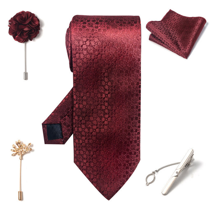 Set da 5 pezzi di cravatta elegante con spilla e fazzoletto da taschino da uomo - image 7