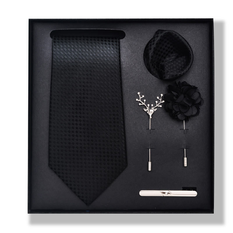 Set da 5 pezzi di cravatta elegante con spilla e fazzoletto da taschino da uomo - Stile n. 17 - image 32