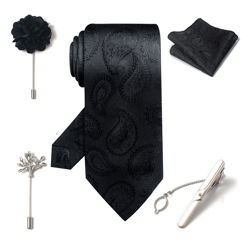 Set da 5 pezzi di cravatta elegante con spilla e fazzoletto da taschino da uomo - image 31