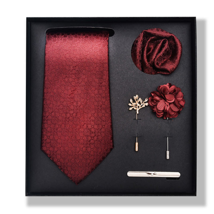 Set da 5 pezzi di cravatta elegante con spilla e fazzoletto da taschino da uomo - Stile n. 4 - image 6