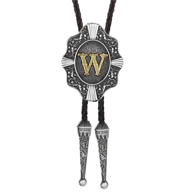 Cravatta Bolo con intricato design in filigrana e lettera iniziale dalla A alla Z - Argento - W - image 22