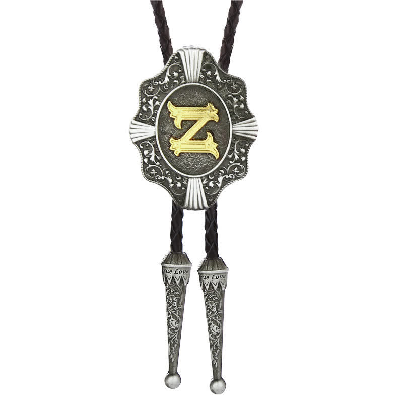 Cravatta Bolo con intricato design in filigrana e lettera iniziale dalla A alla Z - Argento - Z - image 26