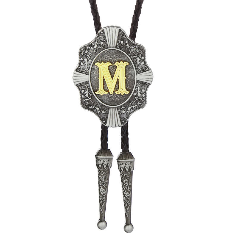 Cravatta Bolo con intricato design in filigrana e lettera iniziale dalla A alla Z - Argento - M - image 13