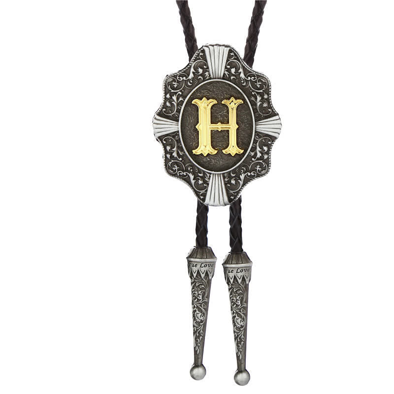 Cravatta Bolo con intricato design in filigrana e lettera iniziale dalla A alla Z - Argento - H - image 8