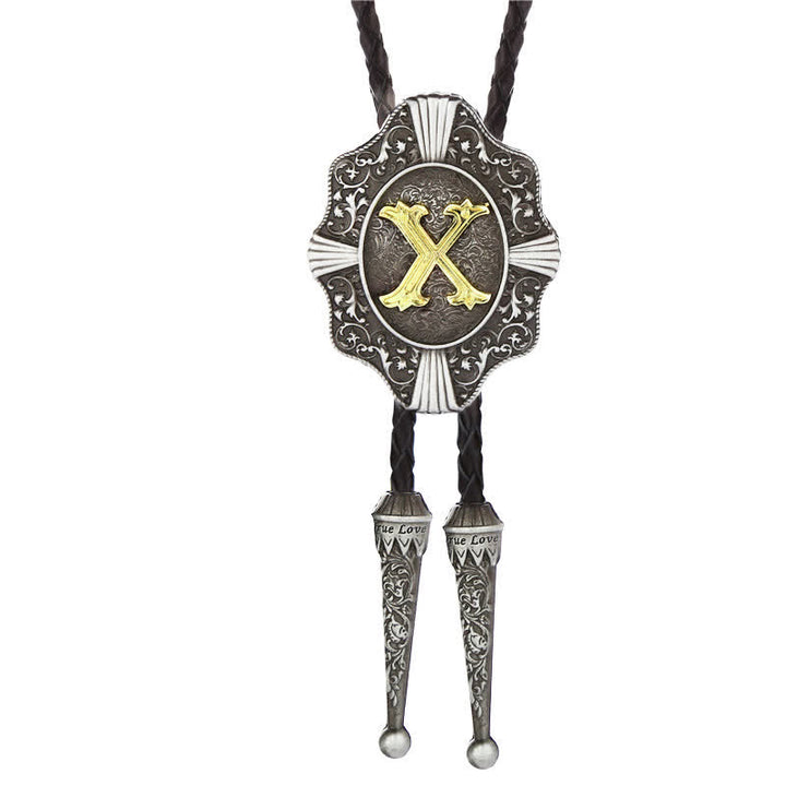 Cravatta Bolo con intricato design in filigrana e lettera iniziale dalla A alla Z - Argento - X - image 24