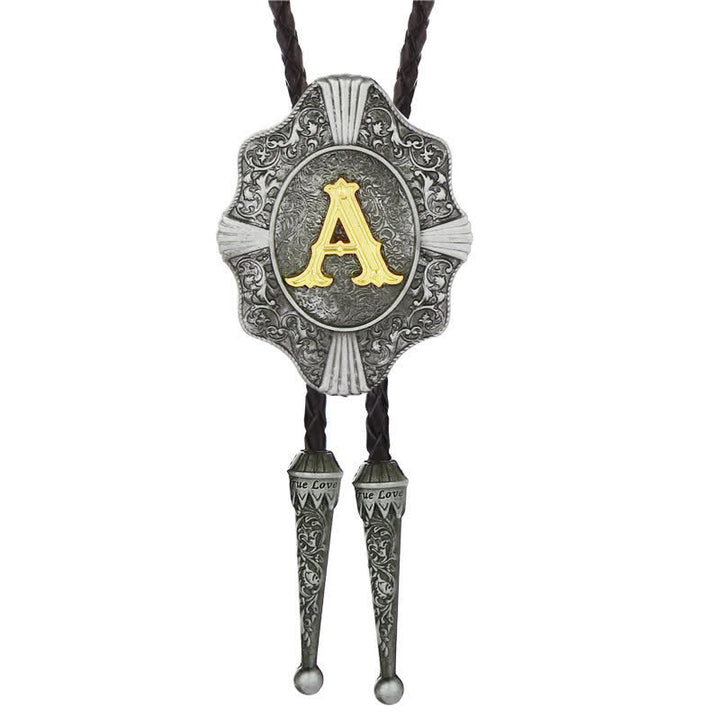Cravatta Bolo con intricato design in filigrana e lettera iniziale dalla A alla Z - Argento - A - image 0