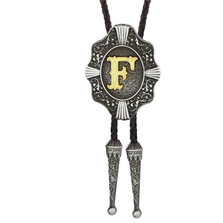 Cravatta Bolo con intricato design in filigrana e lettera iniziale dalla A alla Z - Argento - F - image 6
