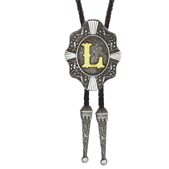 Cravatta Bolo con intricato design in filigrana e lettera iniziale dalla A alla Z - Argento - L - image 12
