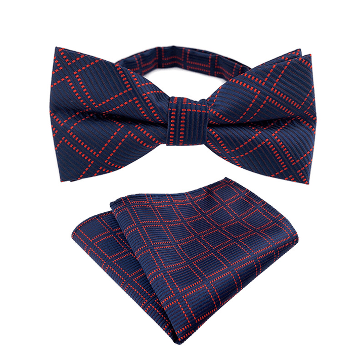 Set di 2 papillon e fazzoletto da taschino blu scuro da uomo - Blu scuro - Papillon + fazzoletto da taschino - image 0