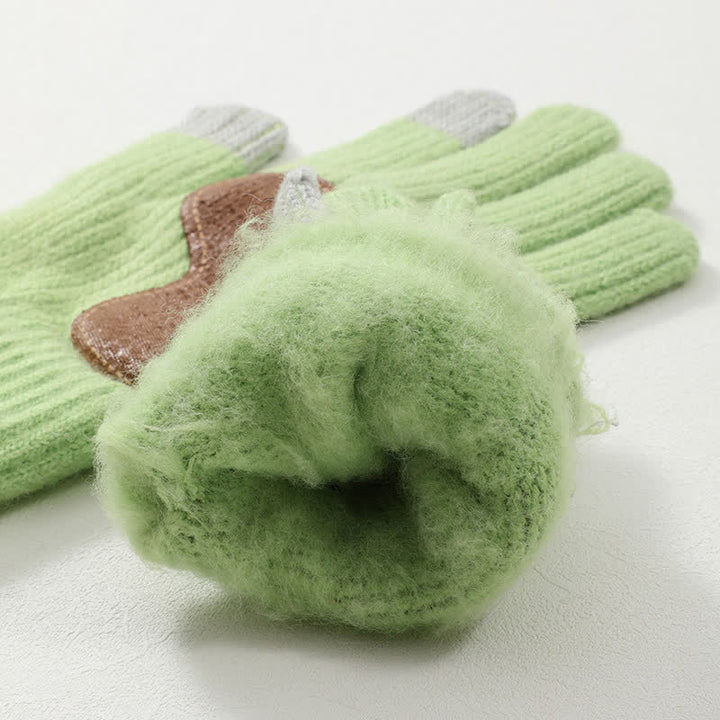 Guanti caldi in maglia con toppa sul palmo in pelle antiscivolo - image 3