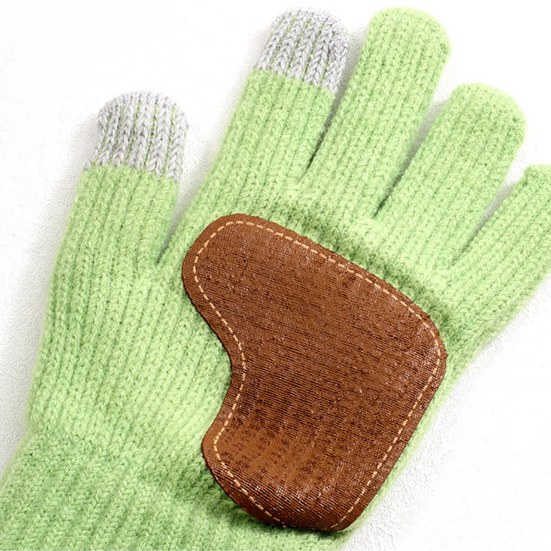 Guanti caldi in maglia con toppa sul palmo in pelle antiscivolo - image 2
