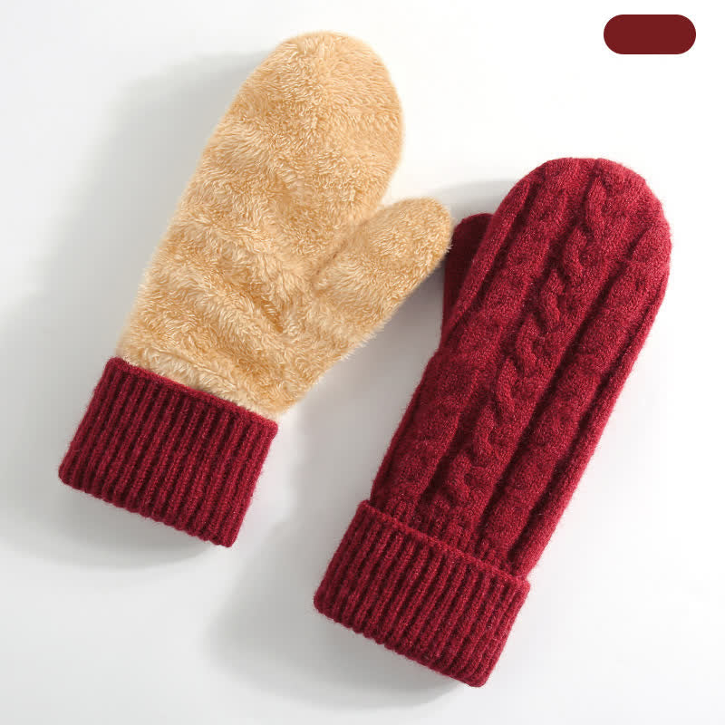 Guanti in maglia per il freddo con dita intere e fodera in pile - Rosso - Stile n. 3 - image 22