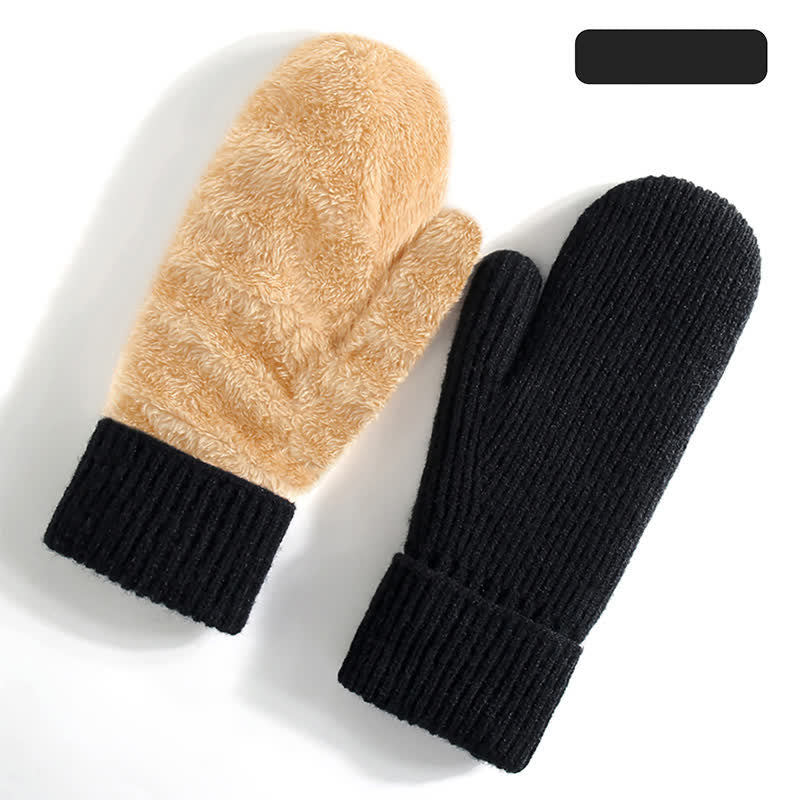 Guanti in maglia per il freddo con dita intere e fodera in pile - Nero - Stile n. 1 - image 17