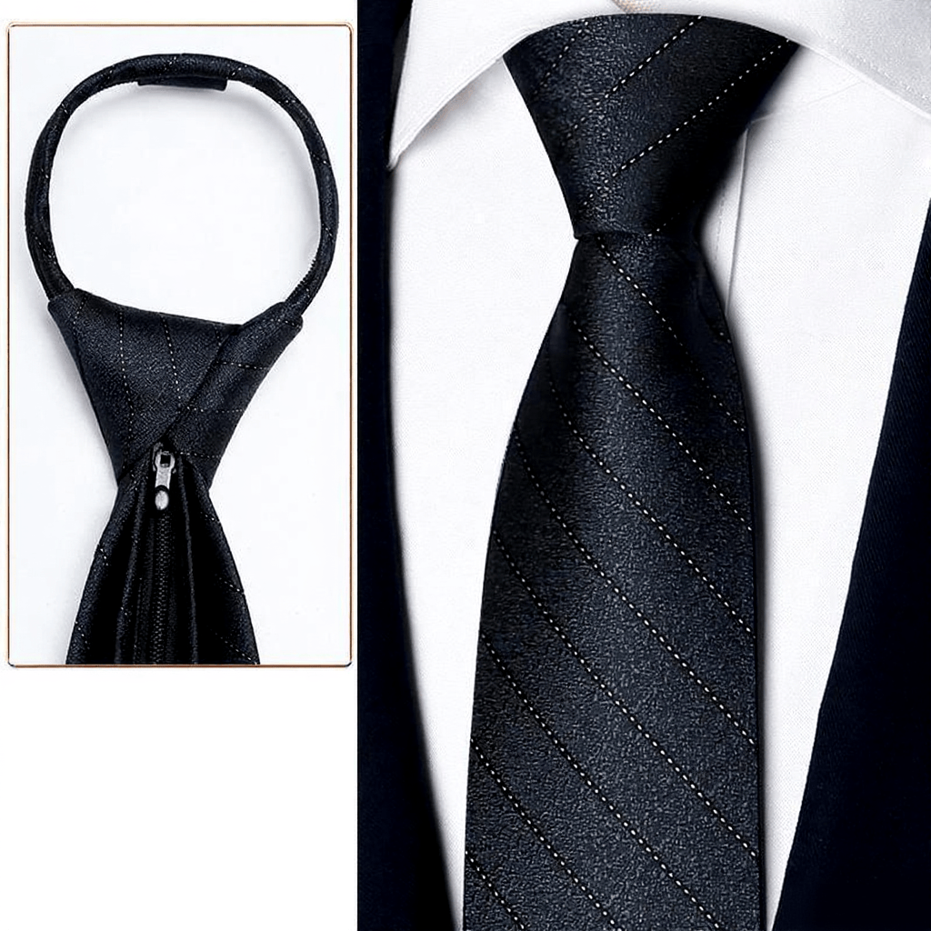 Cravatta da uomo elegante con cerniera color champagne pre-annodata - Stile n. 2 - image 3