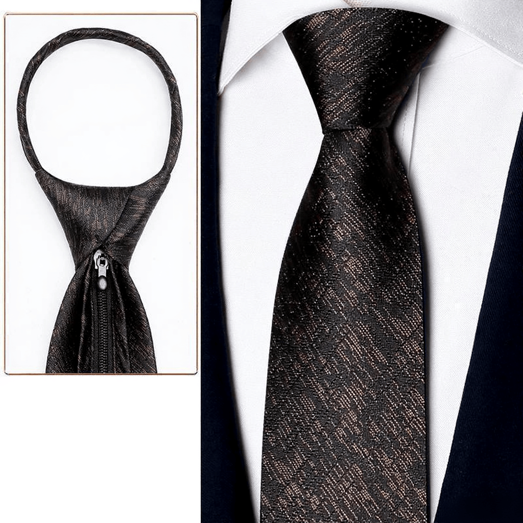 Cravatta da uomo elegante con cerniera color champagne pre-annodata - Stile n. 3 - image 4