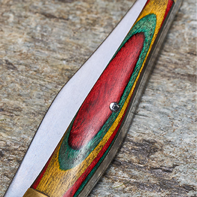 Coltello pieghevole da esterno con manico colorato e collana con mano di Buddha in cristallo bianco - image 5
