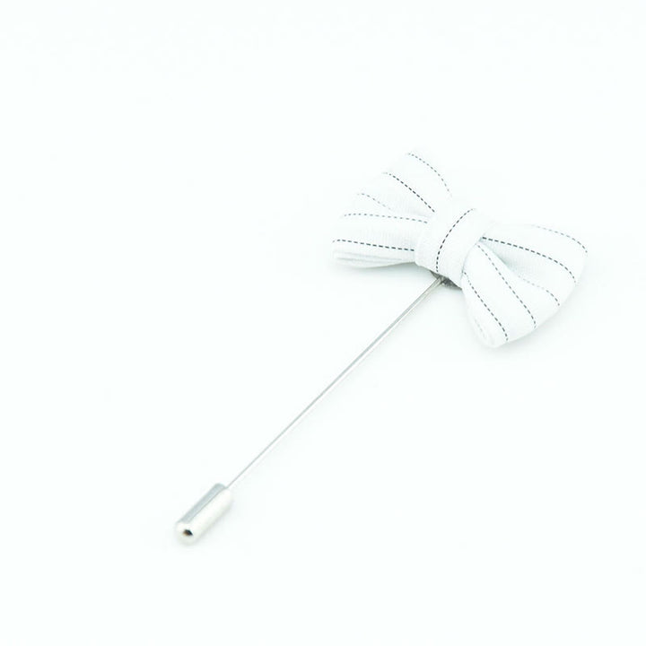 Spilla da bavero a forma di papillon a righe da uomo per abbigliamento formale - Stile n. 1 - Bianco - image 2