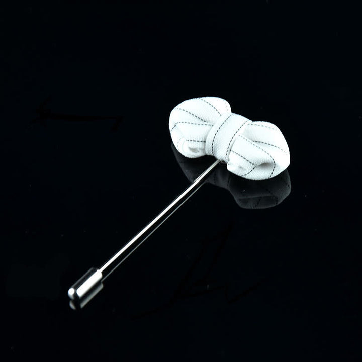 Spilla da bavero a forma di papillon a righe da uomo per abbigliamento formale - Stile n. 2 - Bianco - image 4