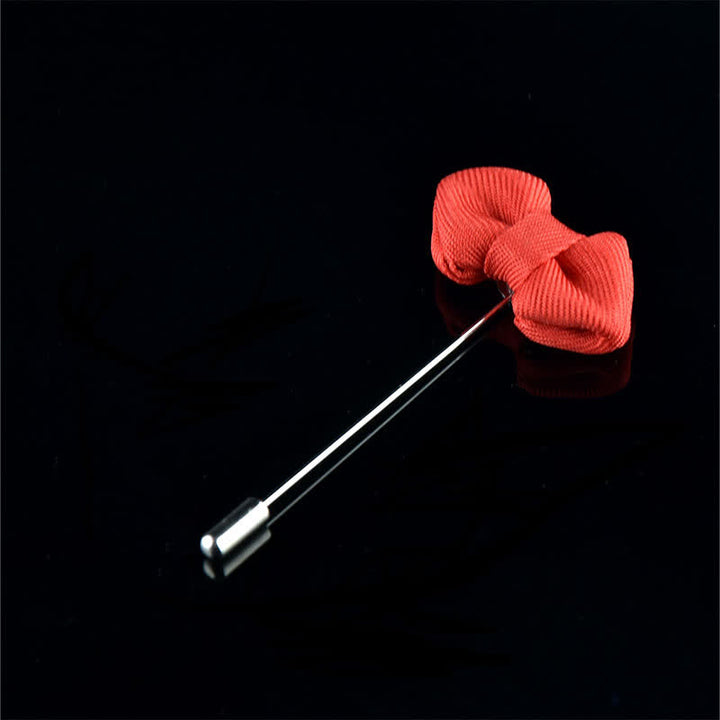 Spilla da bavero in tessuto a forma di papillon a punta da uomo per matrimonio - Rosso - image 18