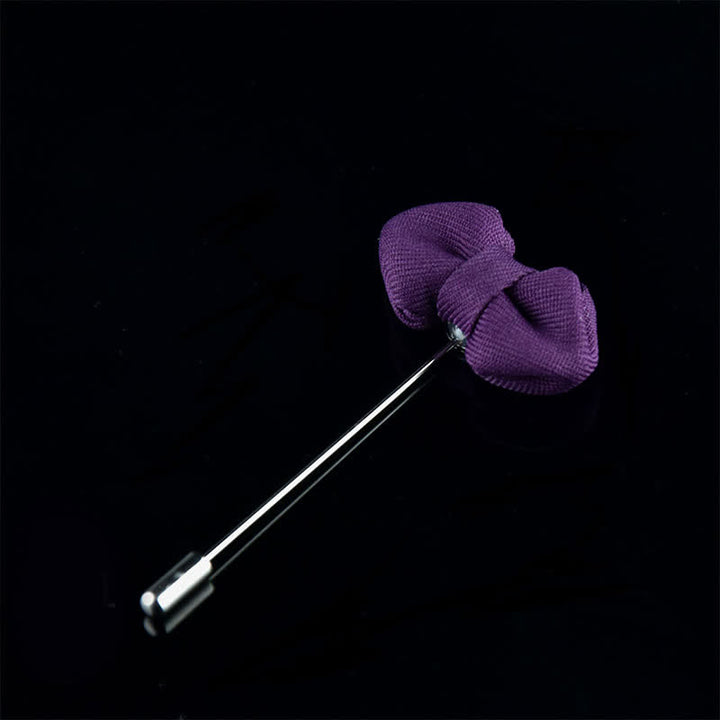 Spilla da bavero in tessuto a forma di papillon a punta da uomo per matrimonio - Viola - image 8