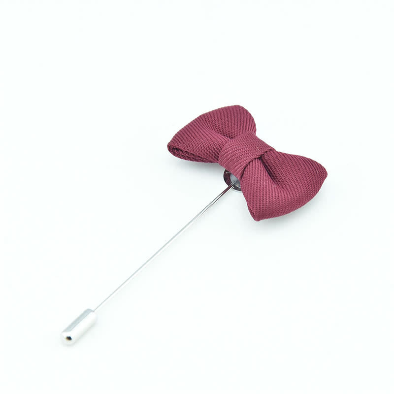Spilla da bavero in tessuto a forma di papillon da uomo, a forma di fiore all'occhiello per matrimonio - Vino rosso - image 5