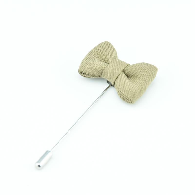 Spilla da bavero in tessuto a forma di papillon da uomo, a forma di fiore all'occhiello per matrimonio - Cachi - image 19