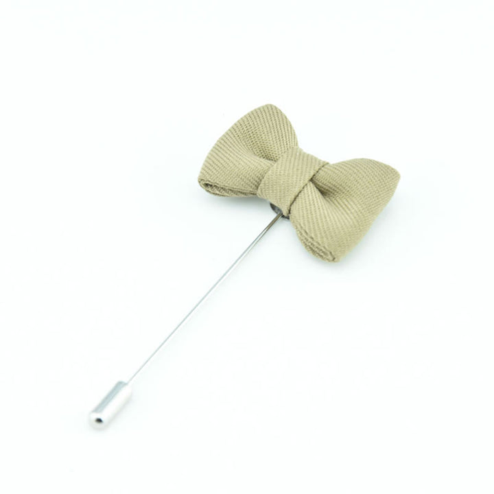 Spilla da bavero in tessuto a forma di papillon da uomo, a forma di fiore all'occhiello per matrimonio - Cachi - image 19
