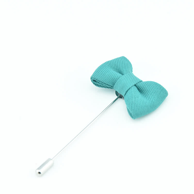 Spilla da bavero in tessuto a forma di papillon da uomo, a forma di fiore all'occhiello per matrimonio - Ciano - image 7