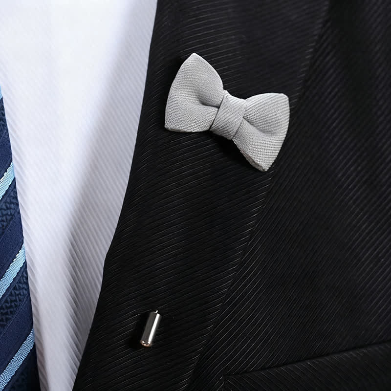 Spilla da bavero in tessuto a forma di papillon da uomo, a forma di fiore all'occhiello per matrimonio - Grigio chiaro - image 0