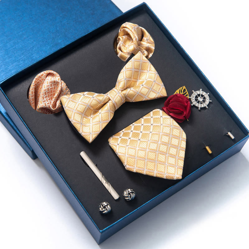Set di 8 pezzi con papillon, fazzoletto da taschino e spilla - Stile n. 9 - image 16