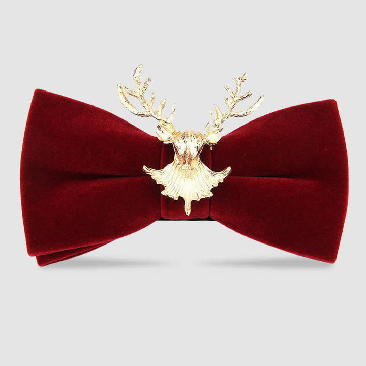Papillon festivo con decorazione in metallo a forma di testa di cervo - Vino rosso - image 4