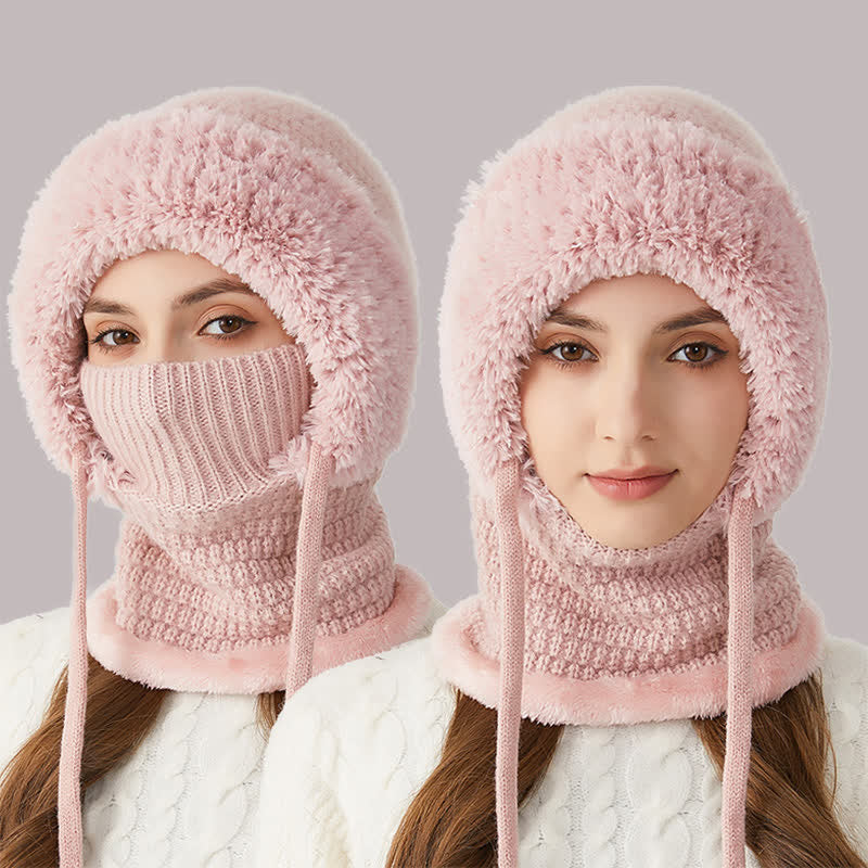 Berretto in maglia di peluche 3 in 1 con sciarpa e maschera - image 14