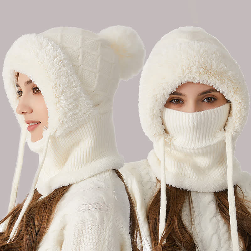Berretto caldo in maglia 3 in 1 per esterni con sciarpa e mascherina - image 8