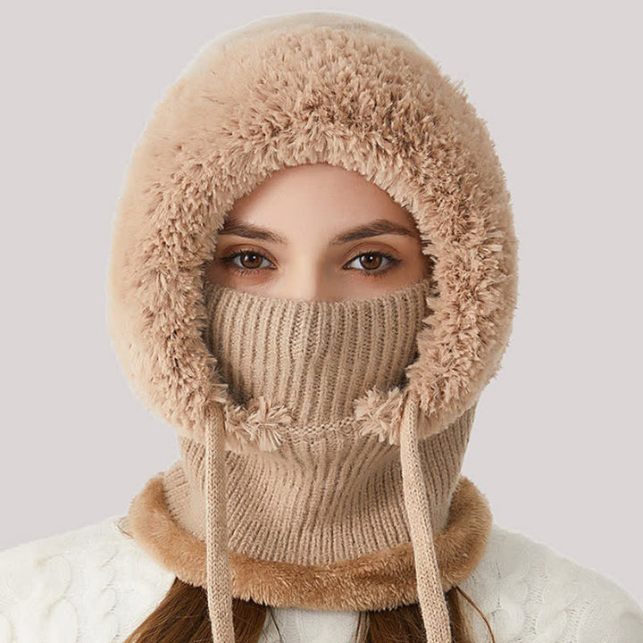 Berretto caldo in maglia 3 in 1 per esterni con sciarpa e mascherina - image 3