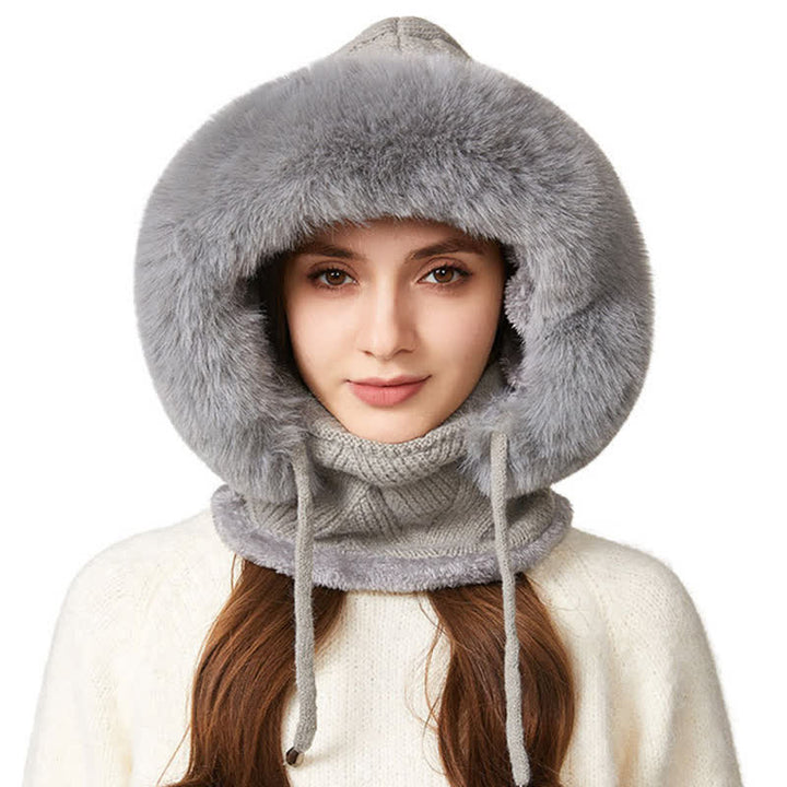 Berretto lavorato a maglia 3 in 1 con sciarpa e mascherina in twill di peluche - Grigio - M (22"-22 7/8") - image 10