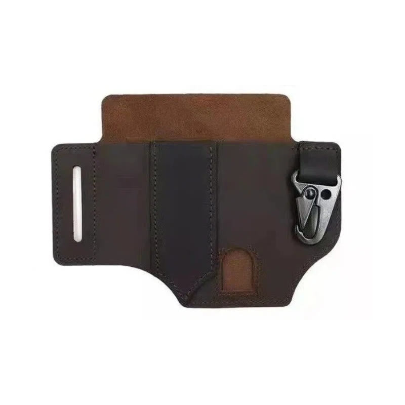 Portafoglio tattico da sopravvivenza in pelle con cintura - Marrone - image 1