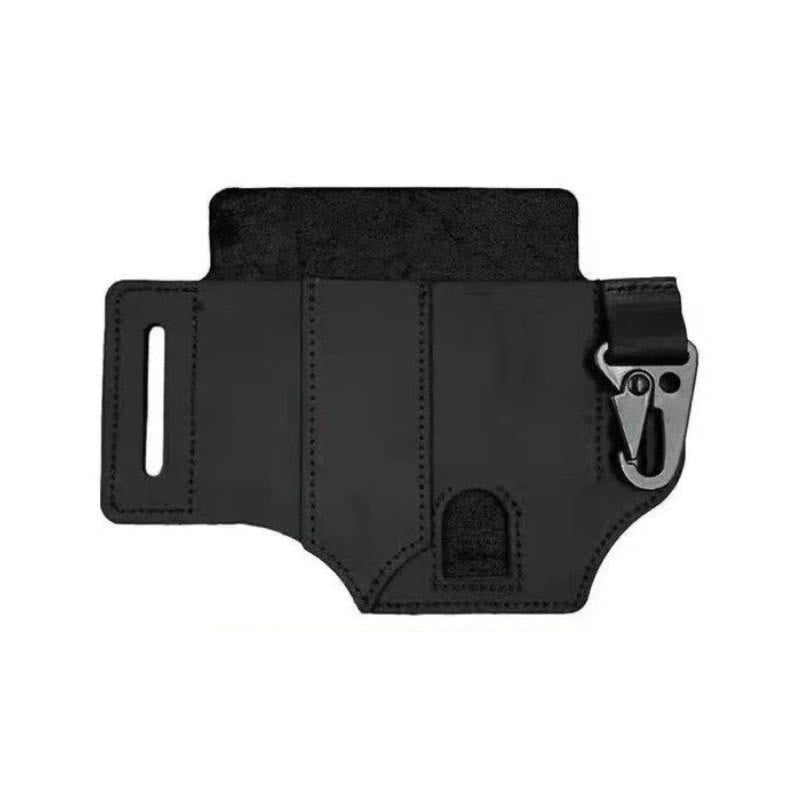 Portafoglio tattico da sopravvivenza in pelle con cintura - Nero - image 8