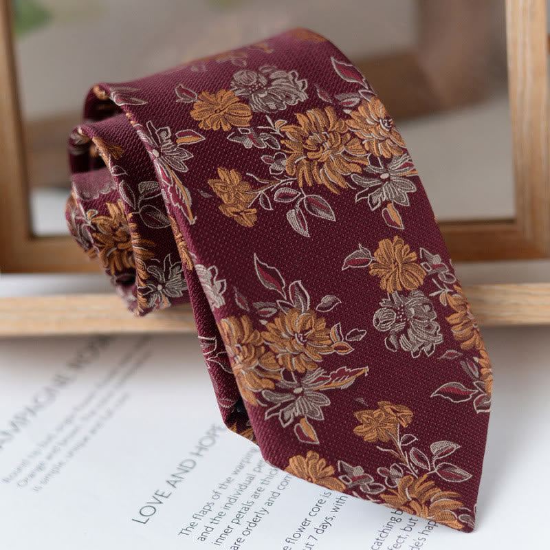 Confezione regalo da 5 papillon da uomo con motivo floreale bordeaux - image 3