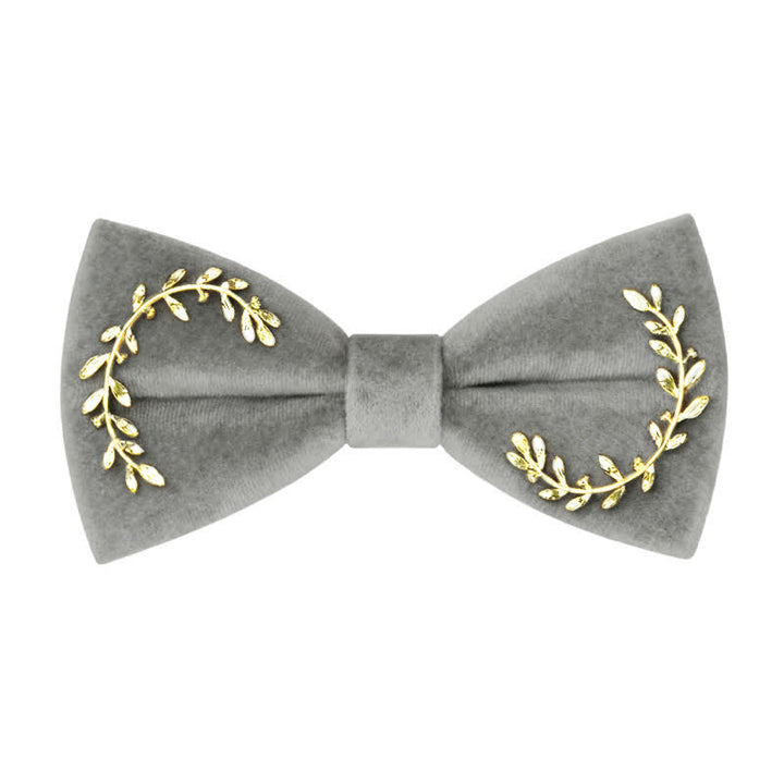 Papillon in velluto con foglie di vite da uomo - Grigio scuro - image 8