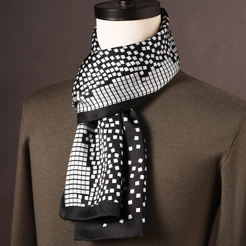 Sciarpa lunga in pura seta da uomo in stile etnico retrò - Stile n. 13 - image 12