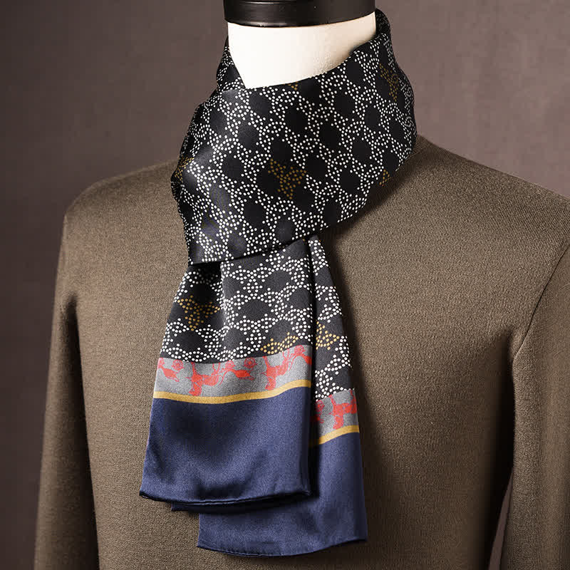 Sciarpa lunga in pura seta da uomo in stile etnico retrò - Stile n. 8 - image 7