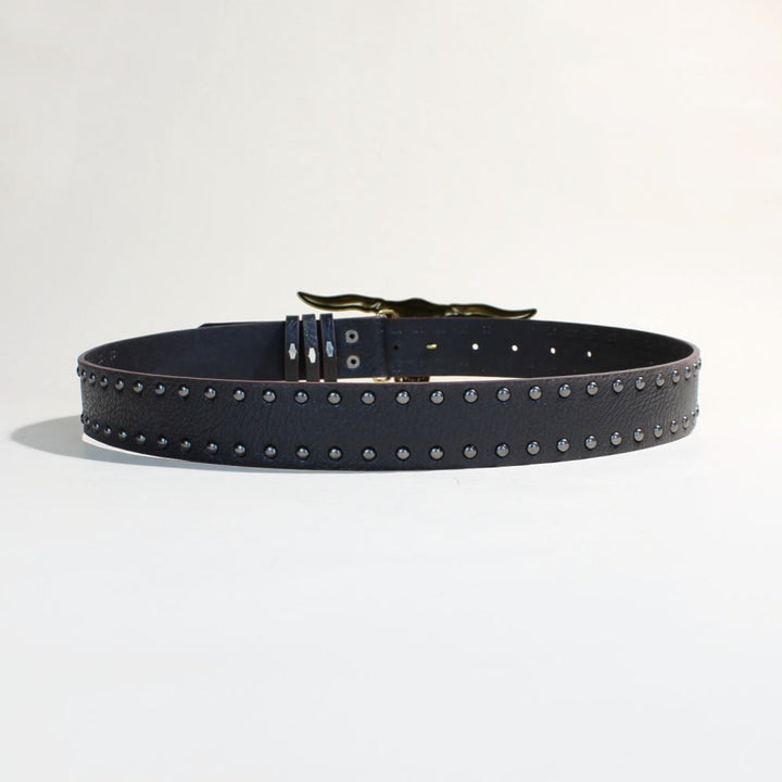 Cintura da uomo in stile western con fibbia a forma di testa di toro con corna lunghe dorate - image 3