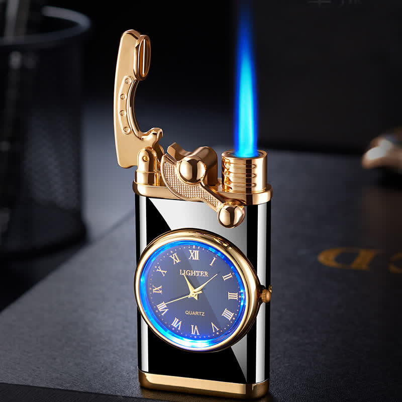 Accendino gonfiabile a butano con quadrante creativo e orologio - Ghiaccio Nero - image 1