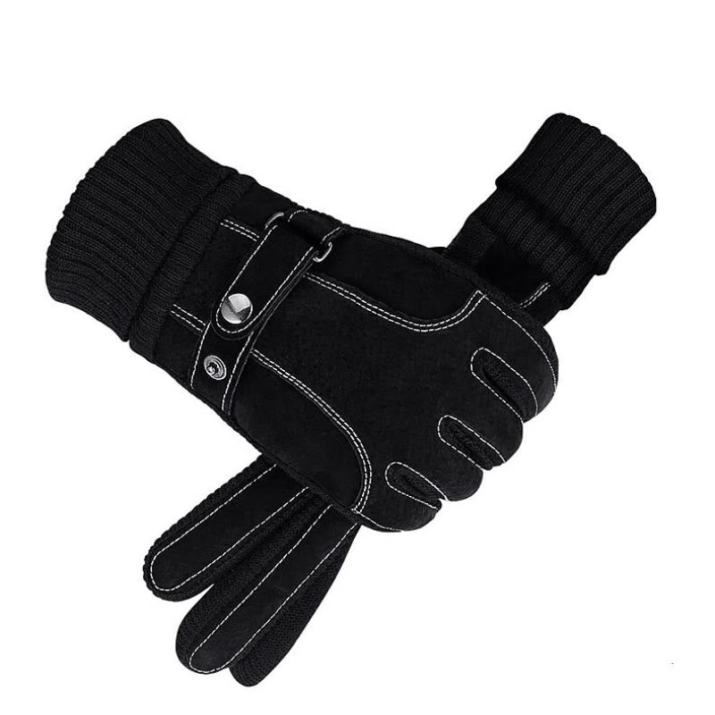 Guanti caldi in pile invernali regolabili da uomo per esterni - Nero - Regolabile - image 1