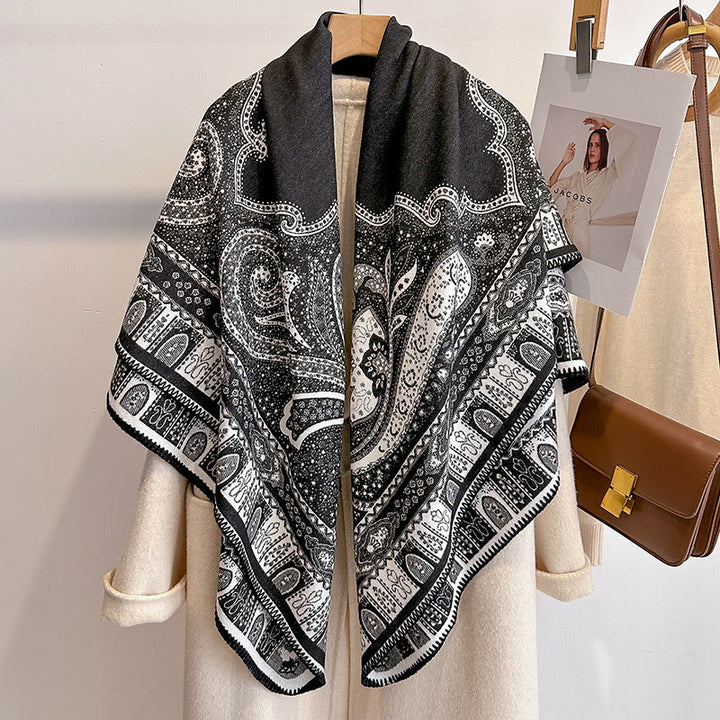 Sciarpa scialle con frange e motivo Paisley da donna - Grigio scuro - image 5