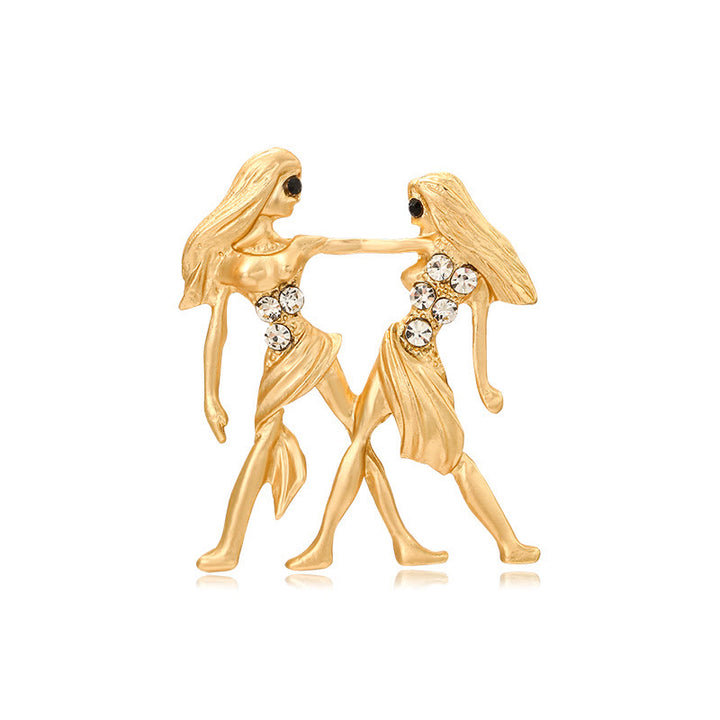 Spilla in oro con diamanti e segno zodiacale - Gemelli - image 5