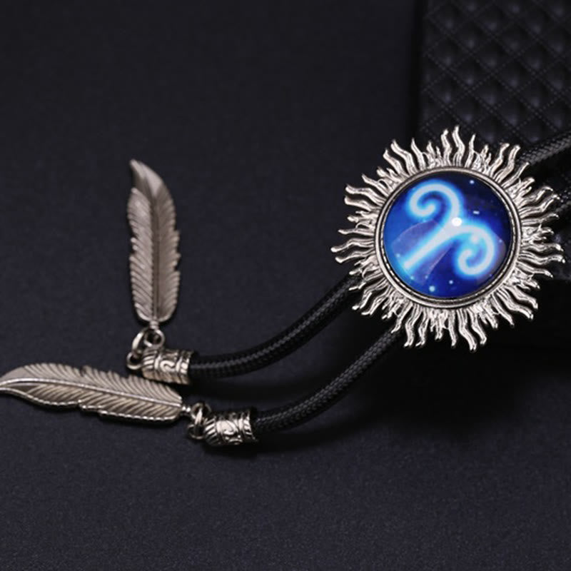 Cravatte di cuoio retrò in metallo con la serie dei segni zodiacali - image 2